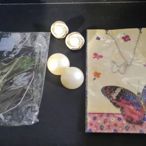 Trifari Earrings, J Pendant Necklace, Butterfly Necklace Set