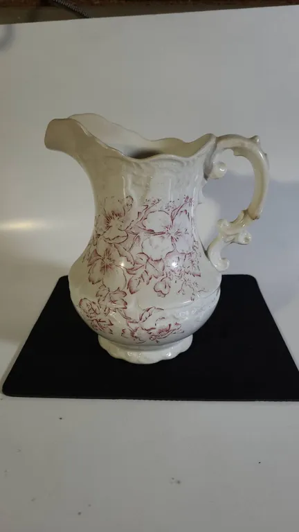 Warwick China Floral Decorated Pitcher with Scroll Handle