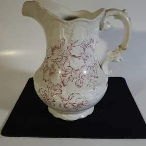 Warwick China Floral Decorated Pitcher with Scroll Handle