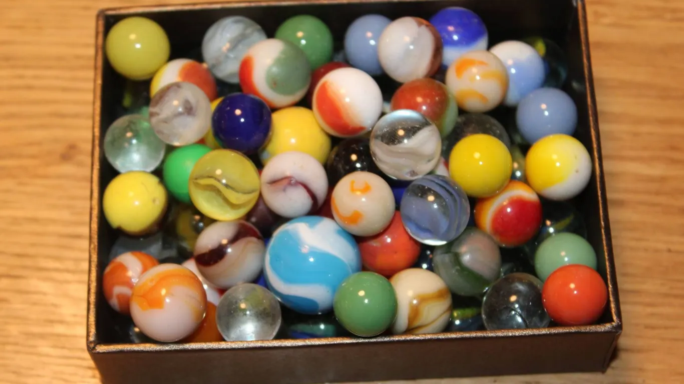 Glass Marbles in Rectangular Box Variety Colors