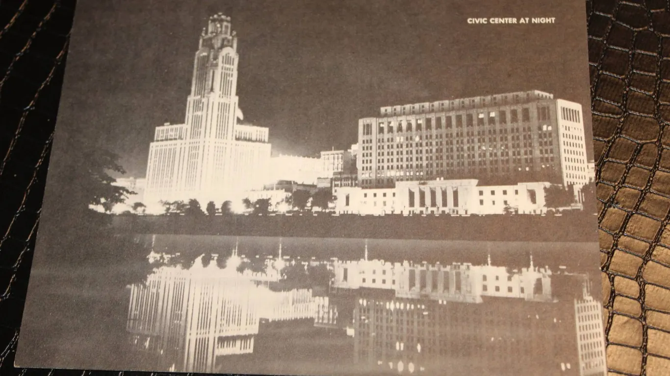 Jumbo Postcard Civic Center at Night Columbus Ohio