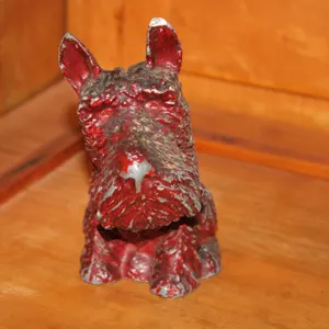 Cast Iron Scottie Dog Coin Bank with Red Paint Finish