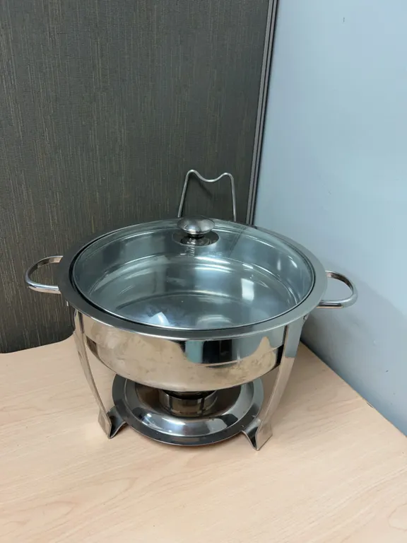 Round Stainless Steel Chafing Dish with Glass Lid