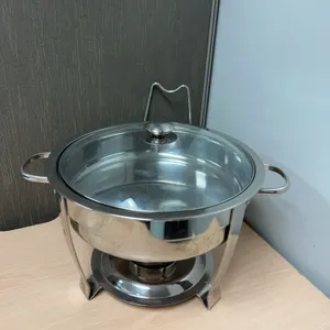 Round Stainless Steel Chafing Dish with Glass Lid