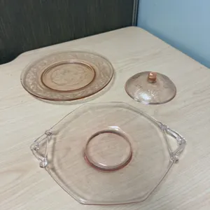 Pink Depression Glass Serving Plates and Lid Assortment