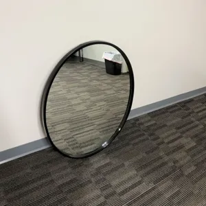 Round Wall Mirror with Black Metal Frame Approx 31 Inches