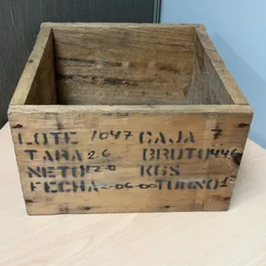 Rectangular Wooden Crate with Stenciled Markings