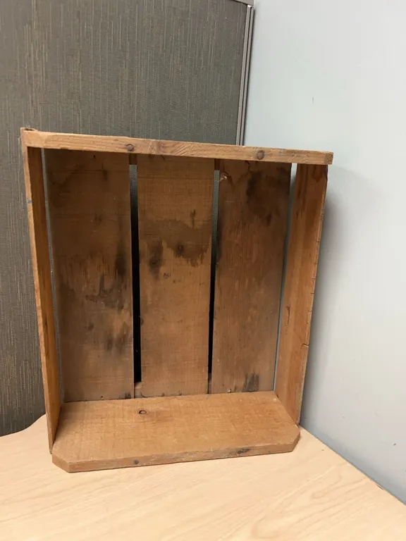 Rectangular Wood Slat Storage Crate with Open Sides