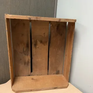 Rectangular Wood Slat Storage Crate with Open Sides