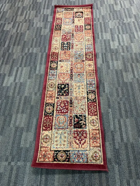 Rectangular Wool Runner Rug with Geometric Pattern