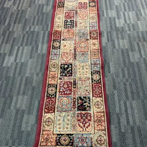 Rectangular Wool Runner Rug with Geometric Pattern