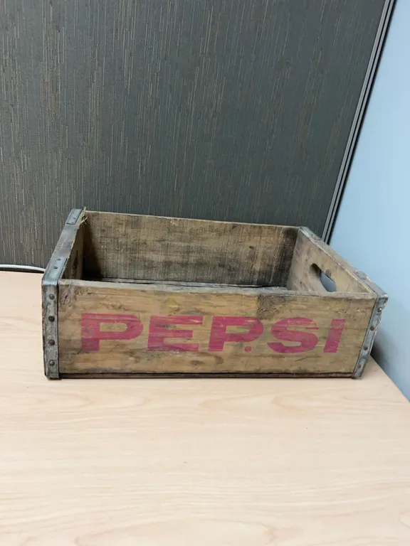 Wooden Pepsi Crate with Metal Reinforced Corners
