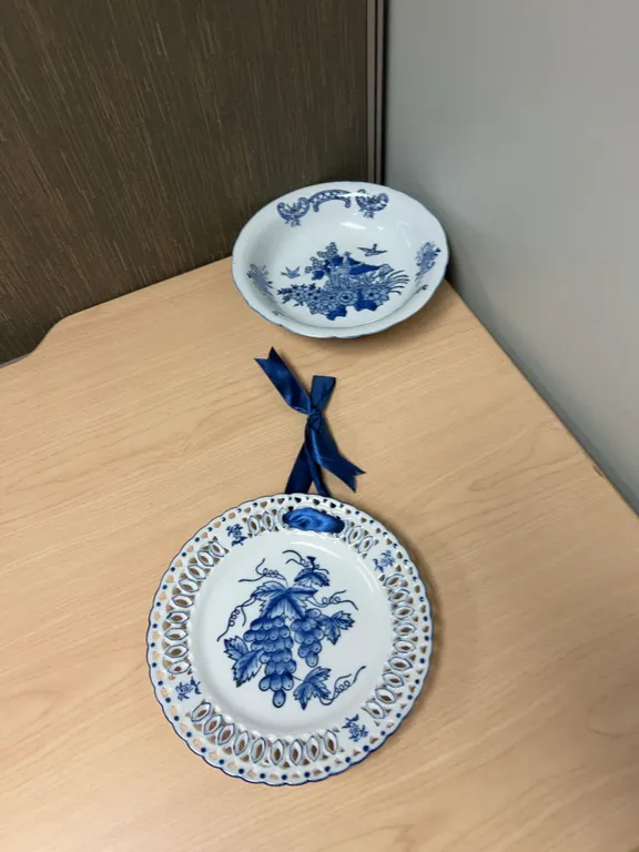 Lillian Vernon Blue and White Decorative Plates, Set of 2