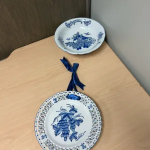 Lillian Vernon Blue and White Decorative Plates, Set of 2