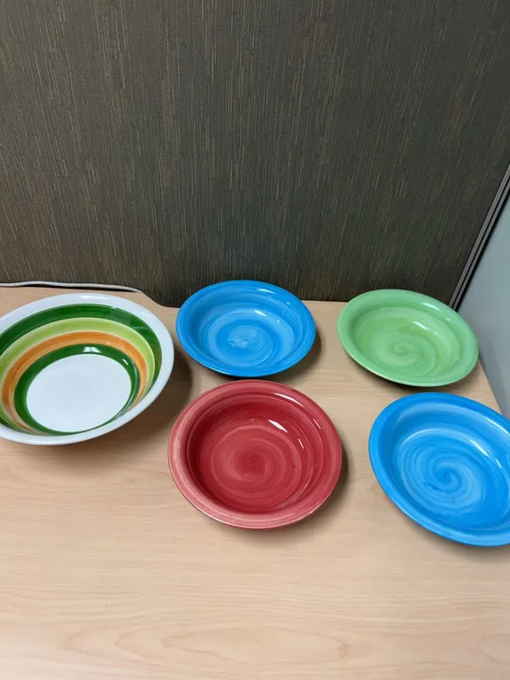 Gibson Handpainted Stoneware Bowls Set of Five