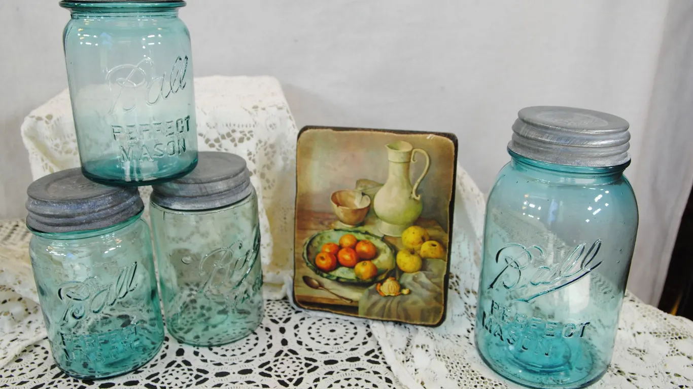 Blue Glassed Ball Mason Jars