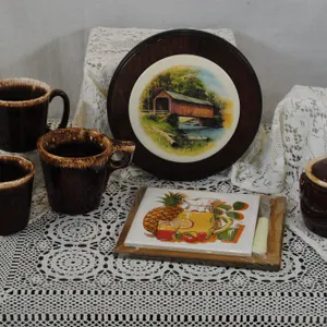 Brown Drip-Glazed Mugs