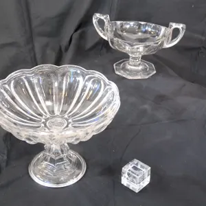 Clear Patterned Glass Compotes