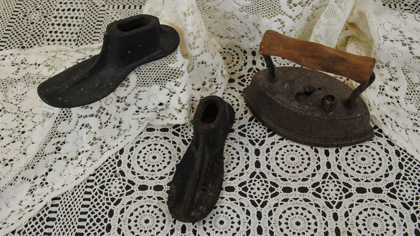 Antique Sad Iron and Cobbler Shoes