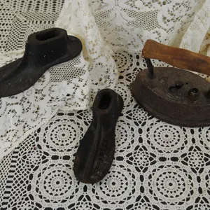 Antique Sad Iron and Cobbler Shoes