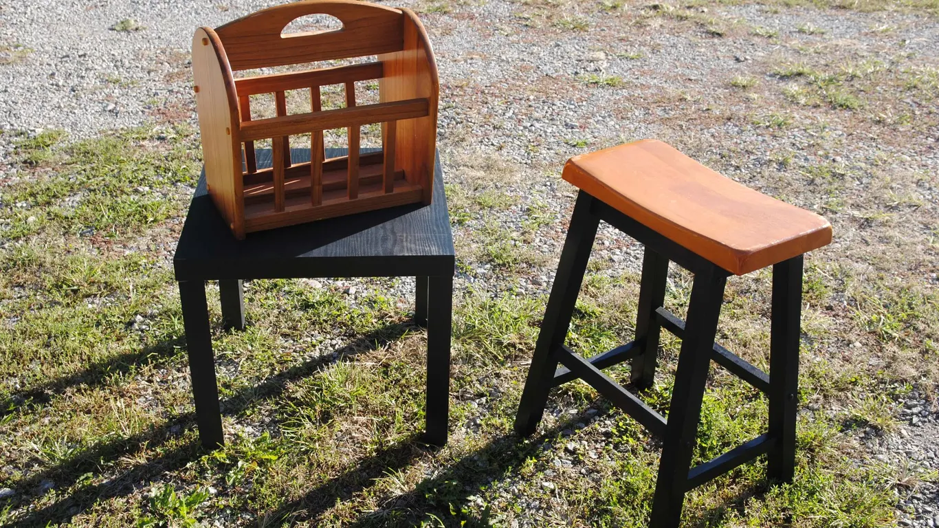 Stool, Magazine Caddie, Side Table