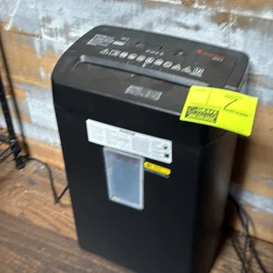 Bonsaii C275-A paper shredder. Features 12-sheet shredding capacity, waste bin with clear viewing window, forward/auto/reverse controls, and power/ove