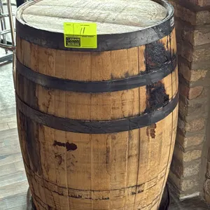 Woodinville American oak rye whiskey barrel. Crafted by Independent Stave Company (ISC Cooper's Select). Features steel hoops, Char #4 TH, open bungho
