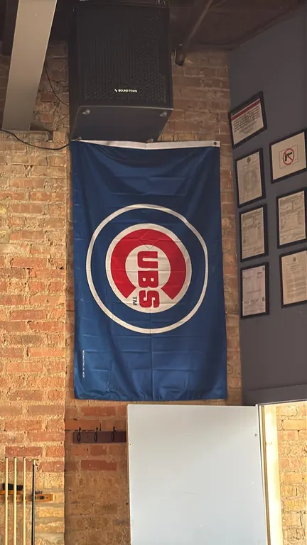 Assorted sports team flags. Includes University of South Carolina Gamecocks flags, a Chicago Cubs flag, and a Chicago Bears flag. Features printed tea