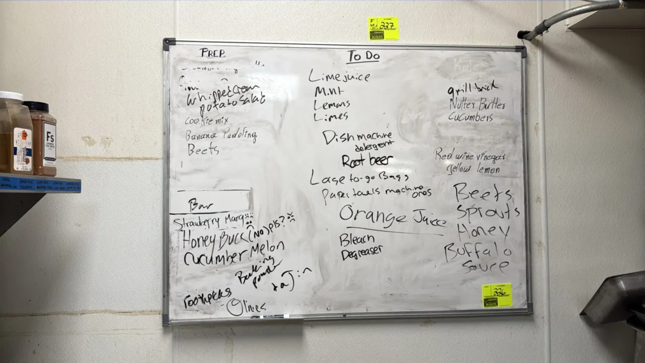 Dry erase whiteboard. Features an aluminum frame with protective corner caps and integrated marker tray. 4' x 3'. Designed for wall mounting.