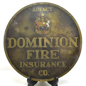 DOMINION FIRE INSURANCE BRASS SIGN