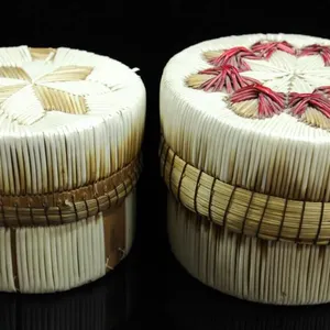 PORCUPINE FLORAL QUILLWORK BIRCH BARK LIDDED BOXES
