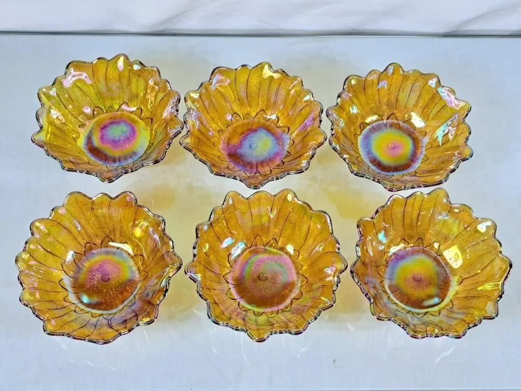 Vintage Indiana Carnival Glass Sunflower Bowls -