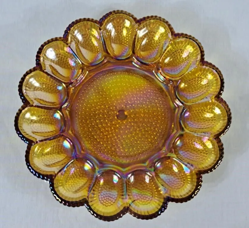 Vintage Carnival Glass Devilled Egg Tray
