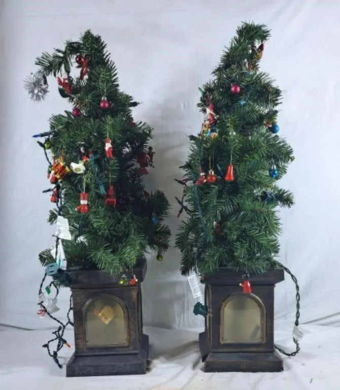 Pair of Decorative Christmas Trees