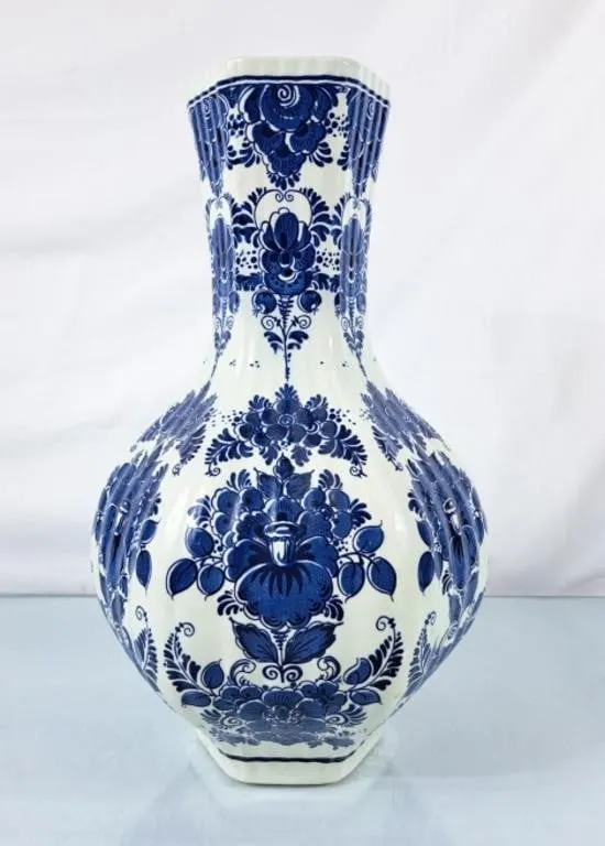 Beautiful Blauw Delft Ceramic Vase - 17"H