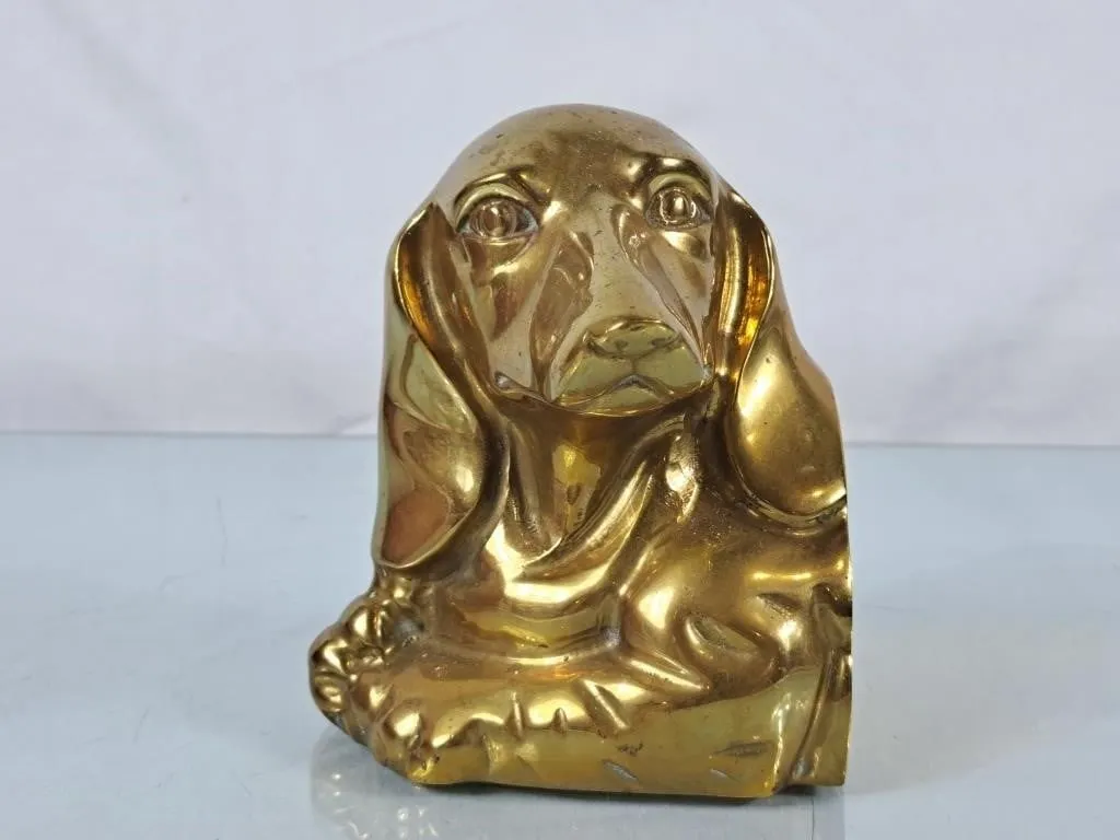 Adorable Daschund Dog Heavy Brass Bookend