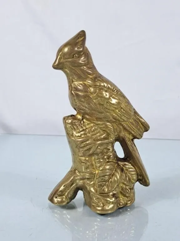 Beautiful Vintage Brass Blue Jay Figurine - 6.5"H