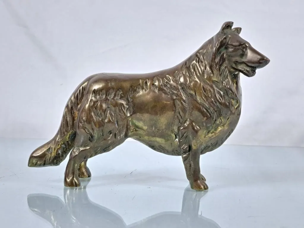 Solid Brass Collie Dog Figure