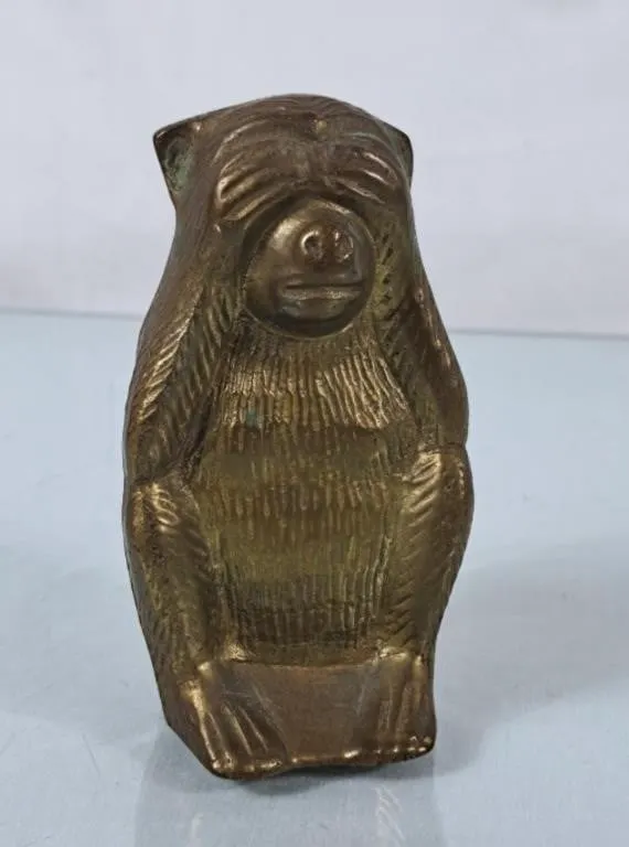 Solid Brass See No Evil Monkey