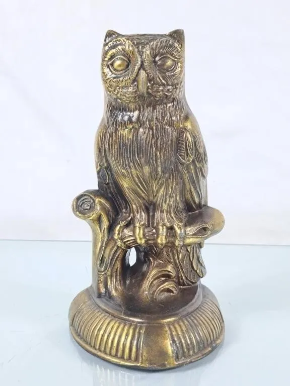 Beautiful Vintage Brass Owl Bookend - Stamped