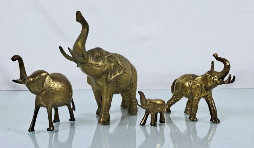 Collection of Solid Brass Elephants
