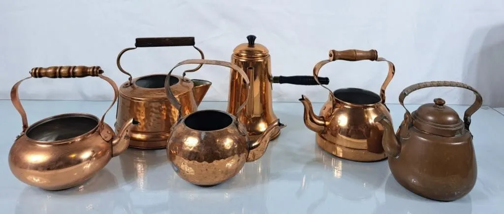 Assortment of Copper Teapots