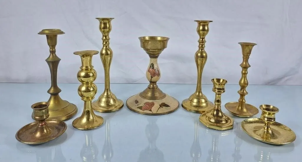 Assortment of Brass Candle Holders