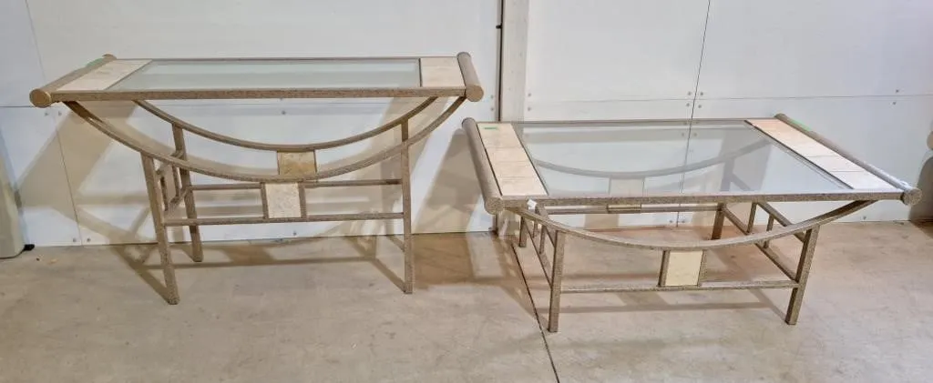 Modern glass top coffee table and sofa table