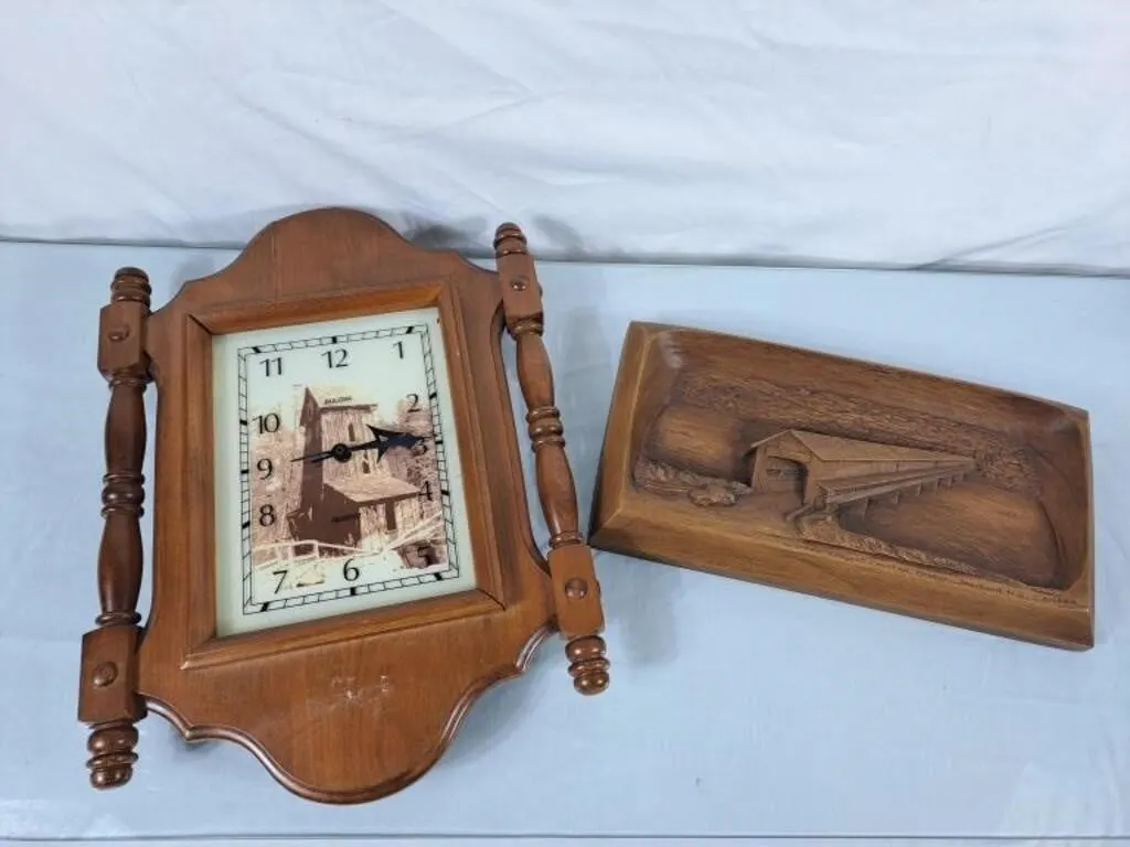 Wood Frame Bulova Quartz Clock & Longest Canada