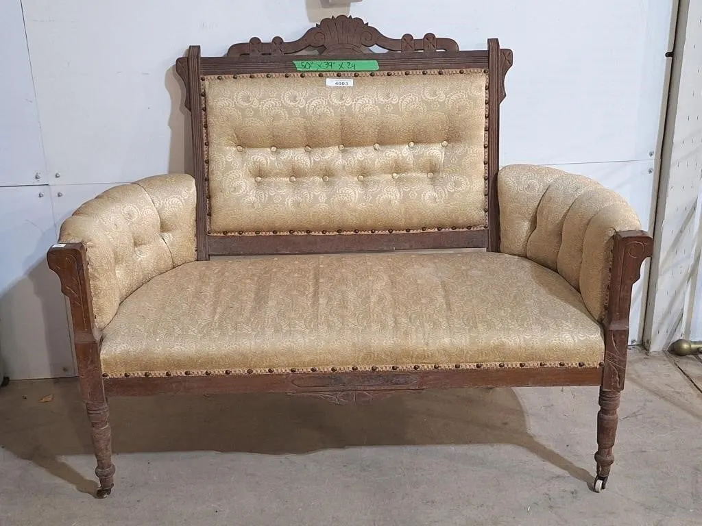 Vintage carved wood settee or parlor loveseat