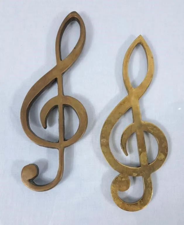 Pair of Solid Brass Treble Clefs