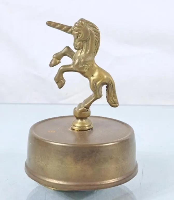 Vintage Brass Unicorn Music Box