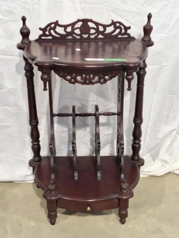 Vintage Victorian-style mahogany Canterbury or