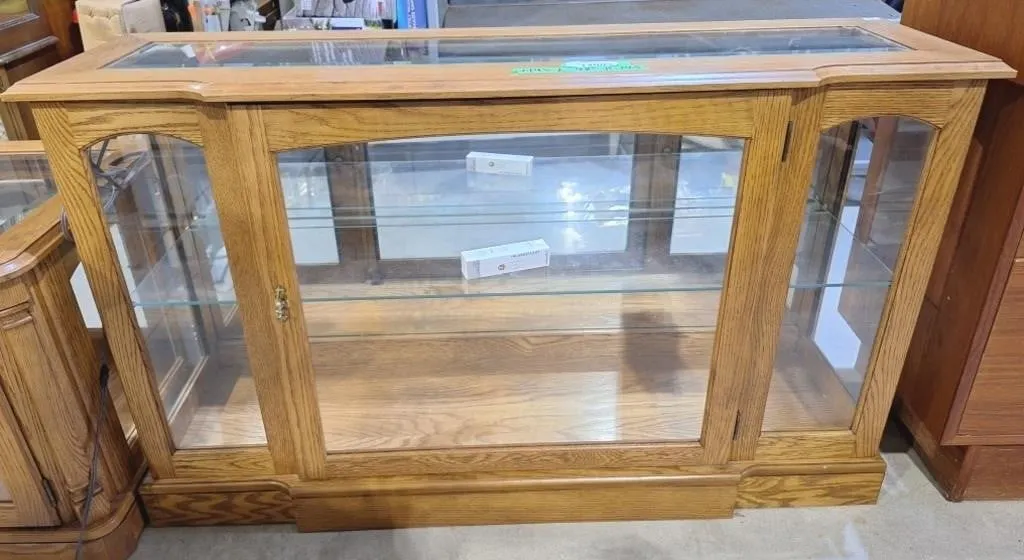Mirrored oak curio / display cabinet